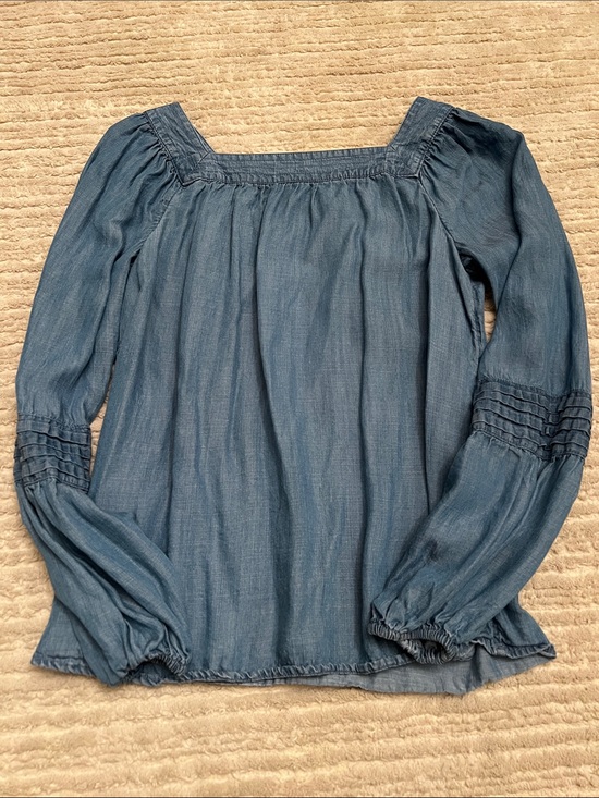 LC Lauren Conrad Tops - LC Lauren Conrad Blue Chambray Square-Neck Peasant Top